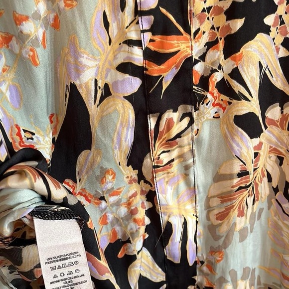 Free People Under The Palms Black Multicolored Shirt Long Sleeve - Picture 8 of 8